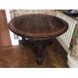 A superb quality 19thC rosewood centre table inlaid to outer edge with band of flowers. 111cms d x