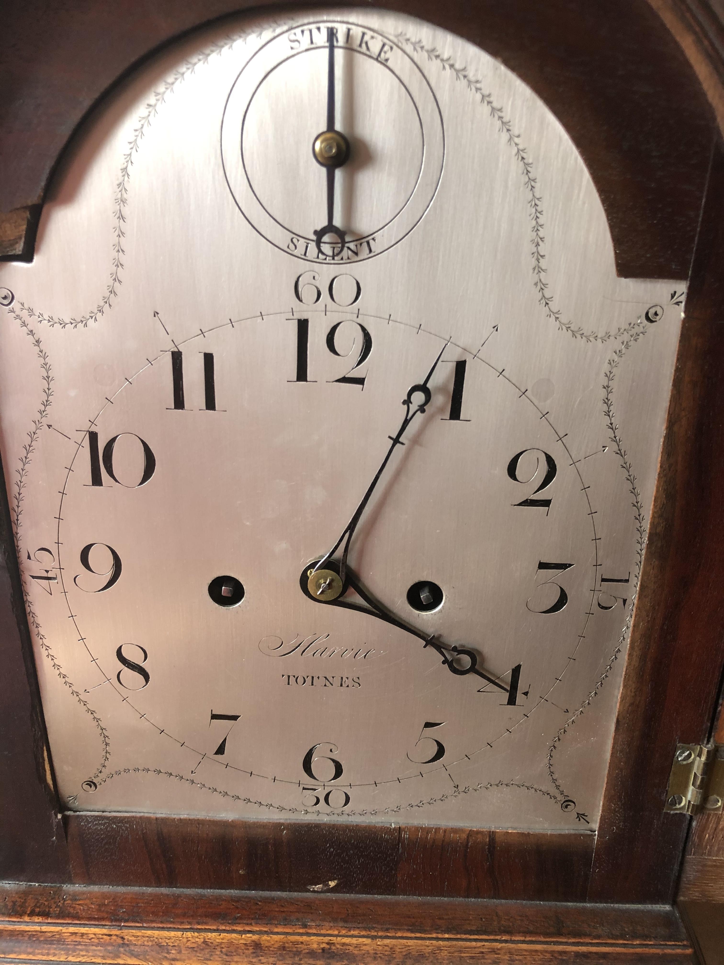 A double fusée mahogany bracket clock. Harvie of Totnes. Circa 1800. 43cms h. - Image 7 of 11