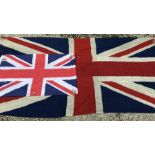 Large Union Jack, cotton sewn panels. 12ft x 6ft, some minor holes, together with a printed