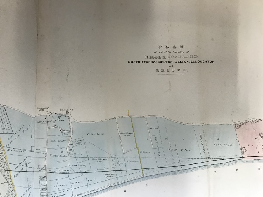Large 19thC map of proposed railway line to Hull showing various potential routes, Swanland, North - Bild 2 aus 5