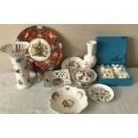 Miscellanious ceramics including Coalport menu holders, Goebel bird, Royal Worcester Queen Elizabeth