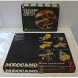 Two Meccano sets, one number 7 and the other Army Multikit. Instruction books for both.