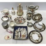 A quantity of decorative ceramics to include Noritake (missing lid), Masons Mandarin dish, Royal