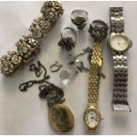 Various vintage jewellery including Avia and Pierre Cardin ladies wristwatches, 2 silver dress