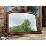 A mahogany overmantle mirror.