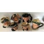 Collection of 6 large Royal Doulton Toby jugs, Wild West Doc Holliday and Bill Hickock, Don