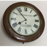A mahogany 19thC fusée wall clock. E Goodacre and Sons. Billingborough and Donnington.