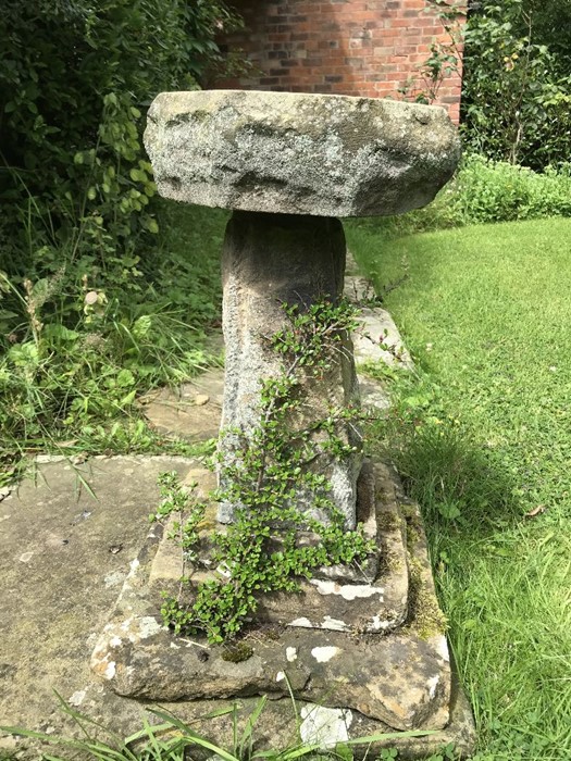 A vintage York stone bird bath. 69cms h.