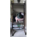 A Victorian mahogany cheval mirror on brass lions paw feet and brass castors. 178 h x 81cms w.