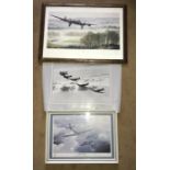 Two signed limited edition prints of RAF WW2 aircraft Lancaster by Bill Perring 128 of 850. 60cm h x