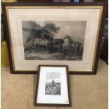 Large oak framed engraving print signed and engraved by Chas G Lewis after Sir Edwin Landseer,