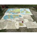 Collection of maps, most cotton backed. Philips large school maps. Europe, Great Britain and