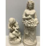 Two Parian female figures, both unmarked. Tallest 34cms h. Condition ReportChip to toe of one and to
