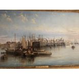 FRANCIS MOLTINO (1818-1874) Oil on canvas ''The Port of Hull'' Circa 1860. 57 x 90cms. Condition