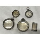 Hallmarked silver pocket watch and wristwatch cases, large pocket watch, 28mm w. 139gms approx.