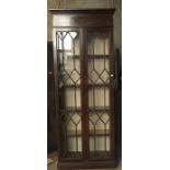 Tall painted pine 2 door bookcase display cabinet, glazed panel doors. 4 adjustable shelves. 220 h x