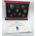 A Royal Mint United Kingdom Proof Coin Set, 1992, deluxe blue case, 1992/1993 dual dated EC fifty