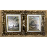 A pair of small oil paintings on board in gilt frames unsigned. From the collection of the late