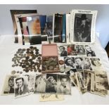 A collection of British and Continental coins, film and TV star promo photos and posters and Royal
