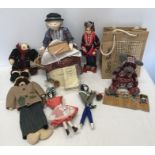 Collection of soft toy dolls inc a Burra Bears wool teddy, Linda Millar pedlar doll, International