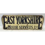 Enamel sign, East Yorkshire Motor Services Ltd, 51cms w x 18cms h, rust and enamel wear to border.