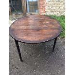 A 19thC mahogany drop leaf table, 112 w x 141cms with leaves extended.