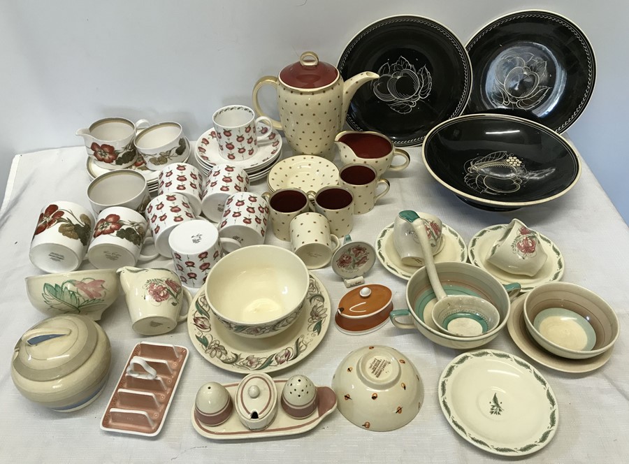 Susie Cooper collection, part tea sets Nasturtium, Apple Gay, condiment set, toast rack, honey