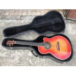 Jim Deacon Electro Acoustic guitar model ASC705E, mother of pearl inlay together with a hard