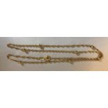 A 9ct yellow gold fine chain and ball necklace. 1.9gms.