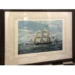 Print of sailing ship, The Samuel Enderby of 422 Tons Lisle commander, 47 x 66cms.