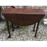 A mahogany Georgian drop leaf pad foot table. 92 x 92cms (leaves extended).Condition ReportSlight