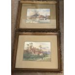 A pair of 19thC watercolour paintings, country cottage scenes, 17 x 25cms, signed L.L Tilly Anderson