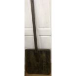 A 19thC grain or malt shovel. 154cms.