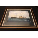 George P. Wiseman, watercolour, ships portrait of the St. Celestin, signed L.R. 1952, 35 x 54cms.