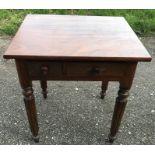 Small mahogany 2 drawer side table, makers label Messrs Druce an Co Portman Square. 64 w x 55d x
