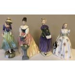 Four Royal Doulton figures, Polly HN 3178 Alexandra HN 3286, Florence HN 2745, Carolyn HN2112.