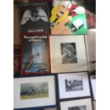 Twelve various prints, paintings and photographs, some relating to Michael Platten, lecturer of