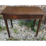 Mahogany fold over tea table 74cm h x 84cm w x 42cm d.