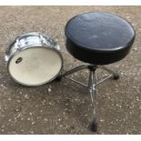 Pearl Protone snare drum with a Dixon adjustable drum stool.