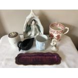 Ceramics to include Grainger, Worcester mug, Continental moulded mug, Spode pen tray C1785, Wedgwood