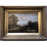 Joseph Mellor oil on canvas pastoral scene, active 1850-1885. Signed Lower left 1862. 29 x 45cms.