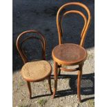 Two child's bentwood chairs, 55cms tallest to seat, smaller chair 33cms h to seat. Condition