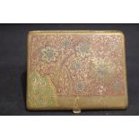 AN EARLY 20TH CENTURY SILVER & ENAMELLED CIGARETTE CASE, with floral motif, possibly ‘trench art’,