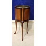 AN INLAID POT STAND, with tripod leg, early 20th century, 30" tall 12" diam