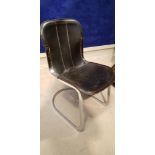 A MID CENTURY MODERN CHROME & LEATHER CHAIR