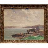 SAMUEL A. JAMES, "CARBIS BAY, CORNWALL", oil on canvas, unsigned, inscribed label verso, 18" x 14"