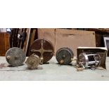 A COLLECTION OF FISHING REELS, 5, includes; a 'Starback' reel & 'Trump' fishing reel