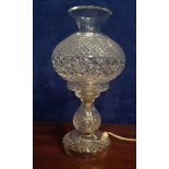 A VERY FINE WATERFORD CRYSTAL 'INISMORE' TABLE LAMP, with glass body and shade, Waterford stamped,