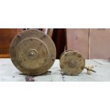 TWO IRISH BRASS FISHING REELS, (i) J. Flint (ii) Ettingsell