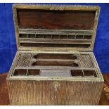 A 19TH CENTURY ROSEWOOD LIFT TOP WRITING BOX, with fitted interior, 19" wide